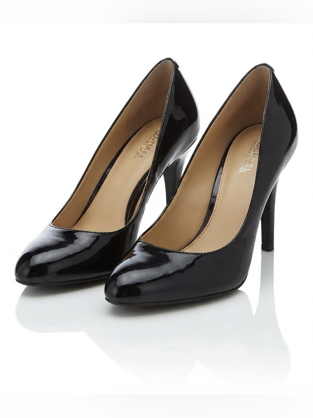 MICHAEL KORS Black Patent Leather Slim Stiletto Heels Pumps | Round Toe SZ 8.5